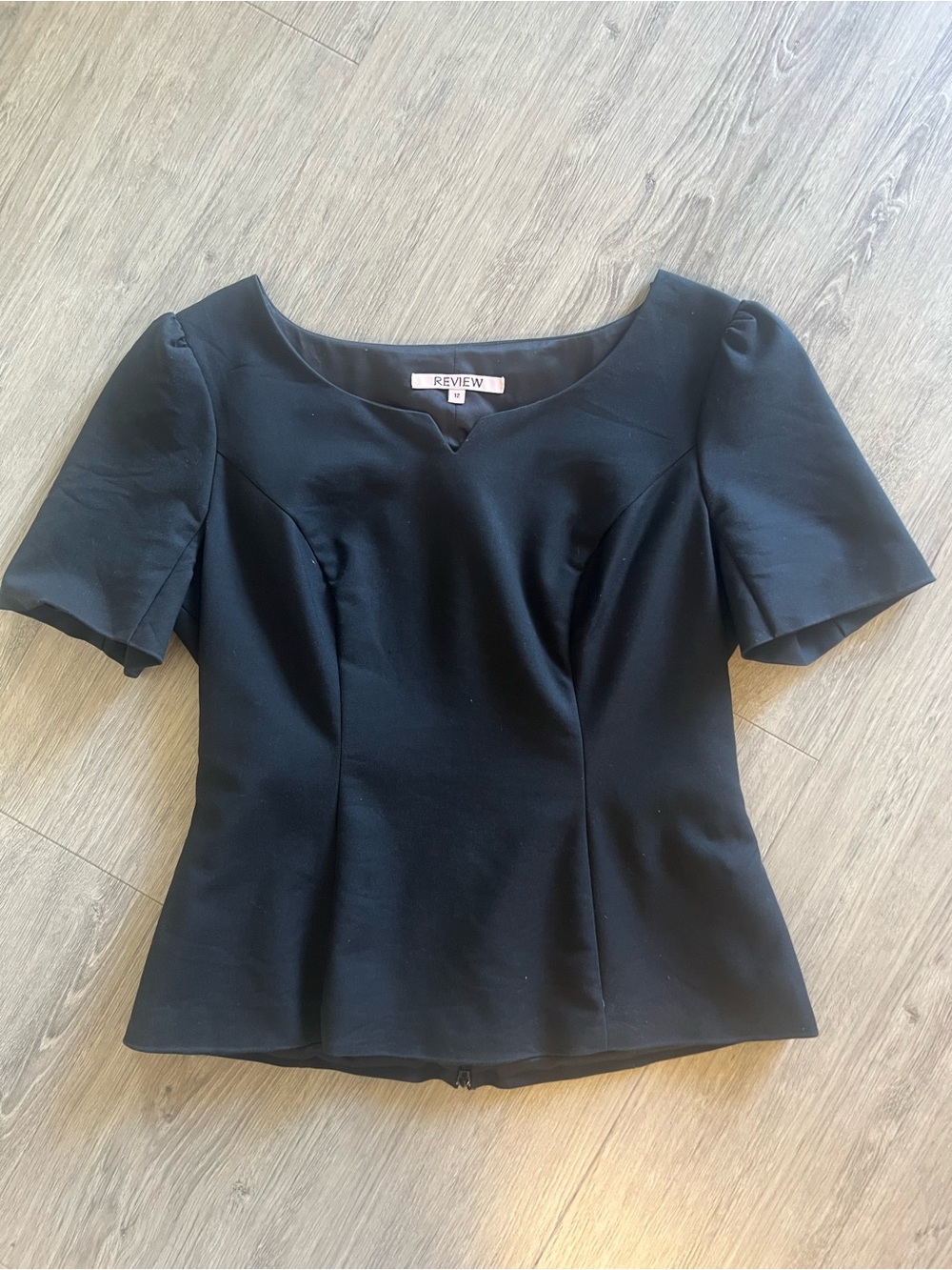 Review Black Scoop Neck Peplum Short Sleeve Top | Workwear